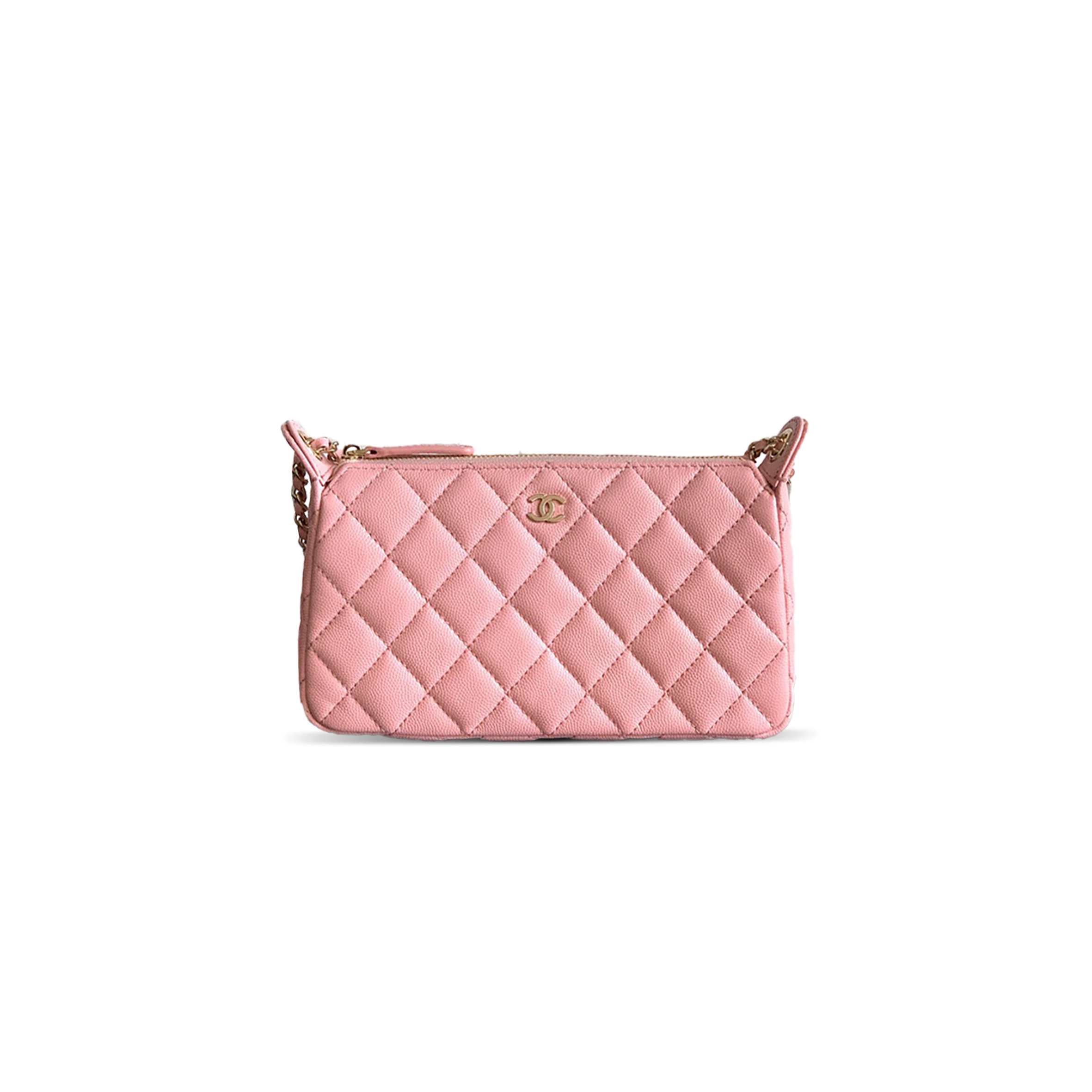 CHANEL GRAINED CALFSKIN 25B CLUTCH WITH CHAIN BAG IN PINK (21*12*5.5.cm)